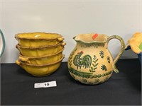 Cer.Alfa Italian Bowls And Hand Painted Pitcher