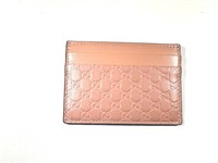 Authentic GUCCI GG Leather Card Holder in Pink