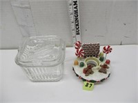 Glass Butter Diah and Lid/Candle Topper