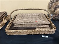 Wicker Tray And Place Mats, Tray 24" x 14