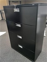 Black four drawer filing cabinet