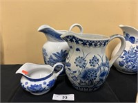 Lot Of Delft Style Oriental Pitchers