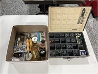 Collection of Tools and Hardware in Storage Box