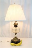 Vtg. "Young's Screw Fitting" Glass & Brass Lamp