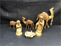 Olive wood nativity and animals