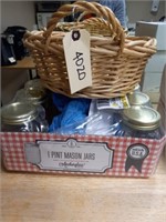 Mason jars and basket