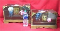Hand-Painted Wooden Decorative Boxes 2 PC Lot