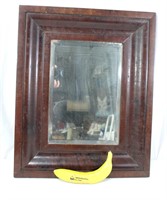 Antique Wood Frame Beveled Mirror