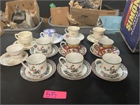 Collection Of Decorative Tea Cups With Saucers