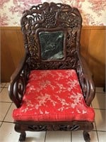 Antique Chinese Peranakan Rosewood & Marble Chair