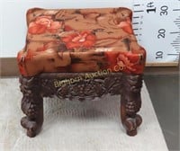 Carved Wood Foot Stool w/Cushion Top