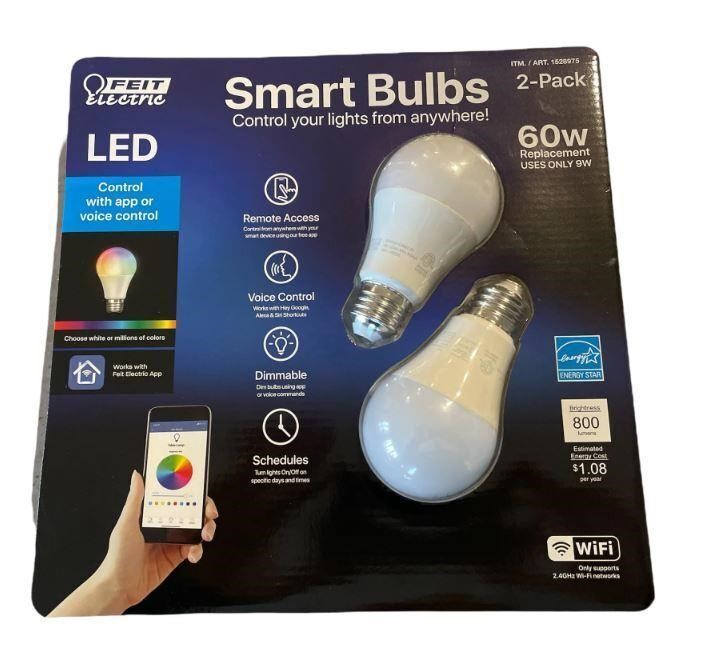 FEIT Electric 2 Pack WIFI Smart LED Light Bulbs