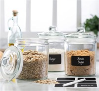 3pc Glass Canister Set w/ Labels