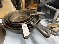 (5) Unsigned Cast Metal Frying Pans