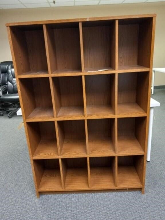 Brown cubby style bookcase