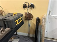 Three Shepard's Hooks + 2 Pieces Metal Yard Decor