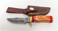 Small Damascus Hunting Knife, 3" Blade