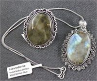 NEW German Silver Labradorite Ring & Necklace: