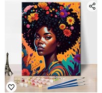 Black Woman with Flower Oil Paint by Number