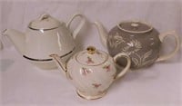 3 teapots: 2 Sadler Staffordshire England -