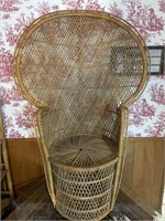 Vintage MCM Wicker Peacock Fan Chair