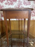 Antique Primitive Dark Oak Side Table