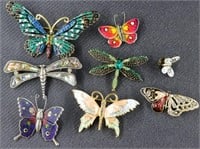 8 Butterfly & Dragonfly Brooches
