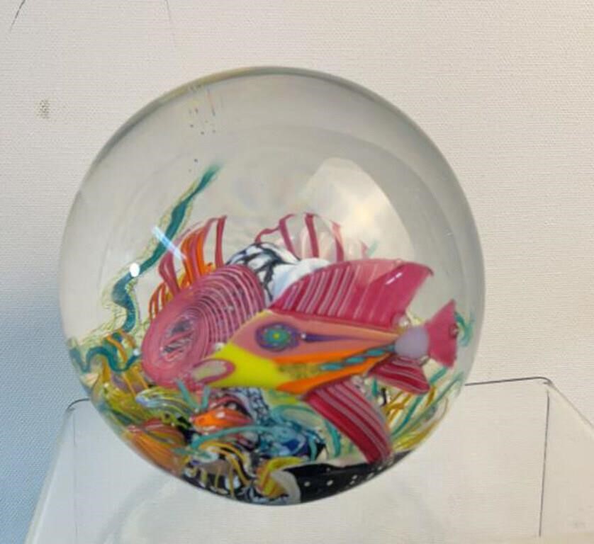 Signed Eckstrand ‘96 Large Glass Paperweight