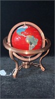 Red Gemstone Tabletop World Globe, 10" h.