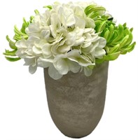 White Hydrangeas & Green Mums in Brushed Gold Vase