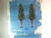 2 - Porch Pre-Lit Christmas Trees (untested)