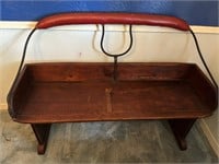 Antique Black Iron & Wood Buggy Bench