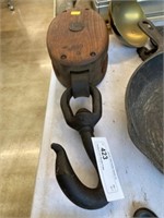 Primitive 8 Inch Wooden Pulley
