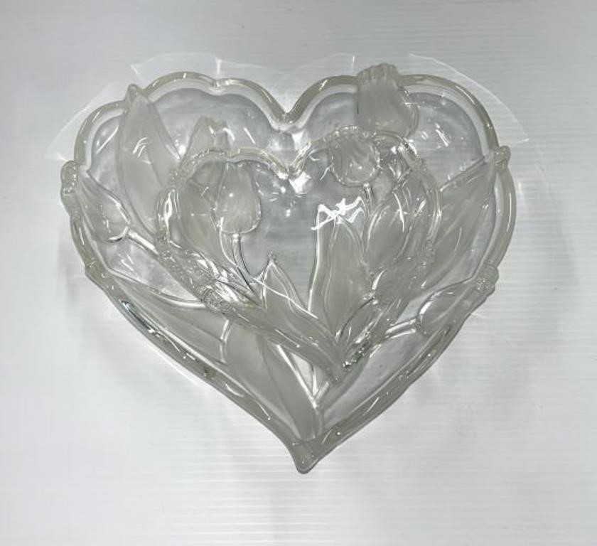 Set of two glass, heart bowls