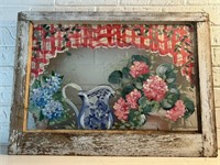 Vintage Kitschy Cottagecore Stained Glass Panel