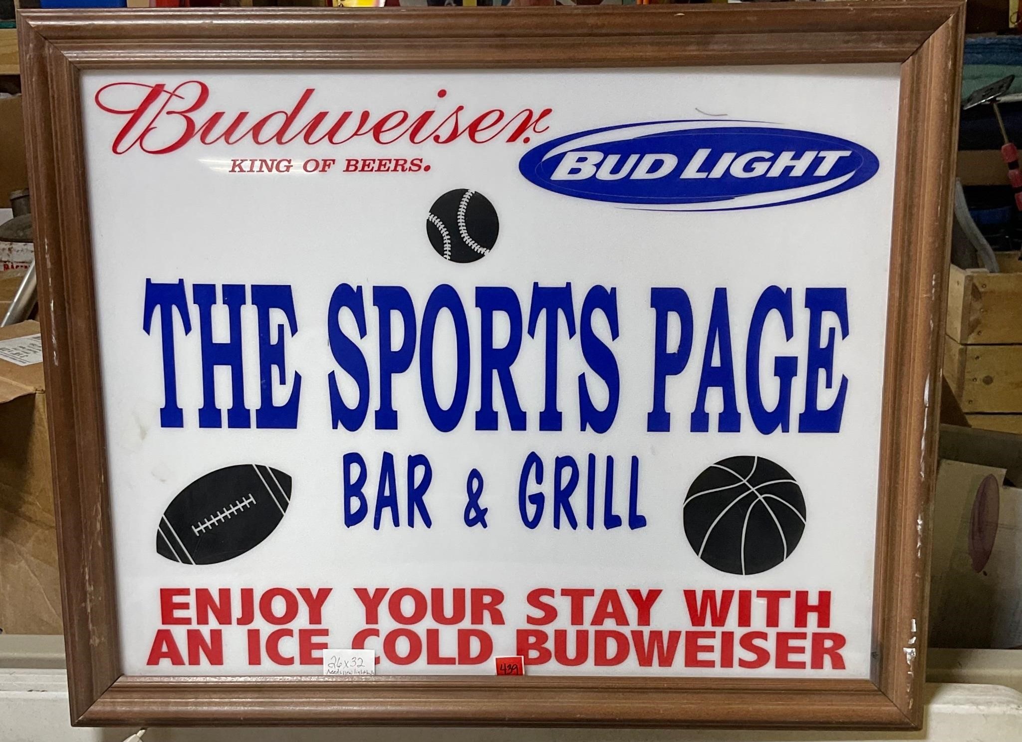 Local The Sports Page Bar & Grill Wall Needs Light