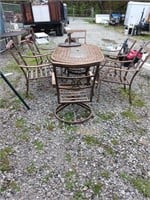PATIO TABLE AND 6 CHAIR W/ UMBRELLA HOLDER