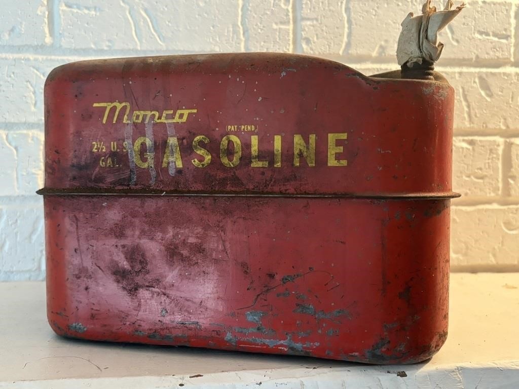 Vintage Monco Gasoline Red Tin Container