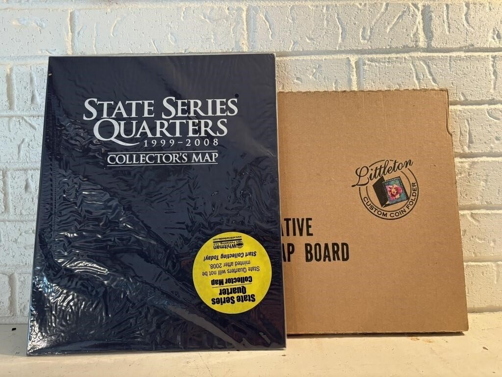 State Series Quarters Collectors Map WITH Coins