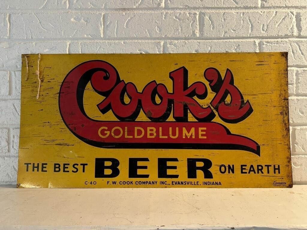 Cook's Goldblume Vintage Metal Beer Sign