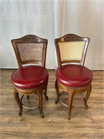 Pair of Vintage Cane Back Barstools Some Wear