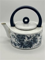Vintage Blue & White Heavy Enamel Tea Kettle