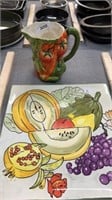 Fruit themed picture, and plate