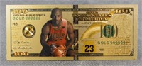24KT Gold Flake Michael Jordan $100 Bank Note