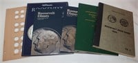 5 Empty Roosevelt Dime Books & Extra Page
