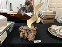 Brass Bookends And Driftwood With Seagull