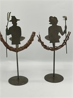 Maw & Paw Country Western Metal Candleholders