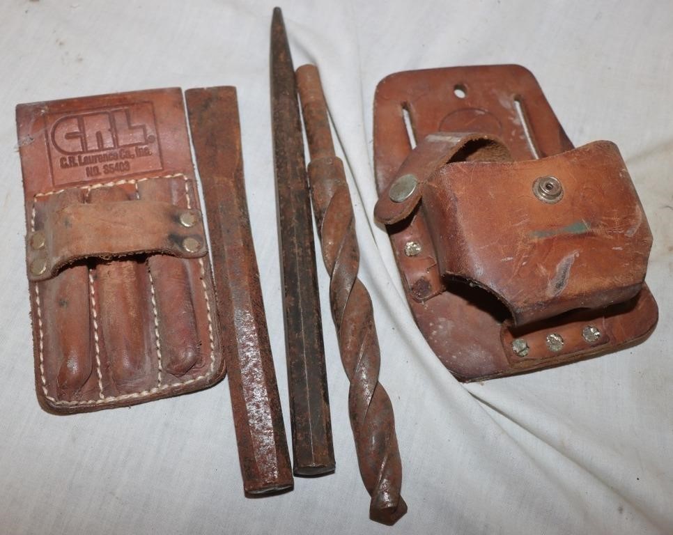 2 Leather Tool Pouches W/ Bits
