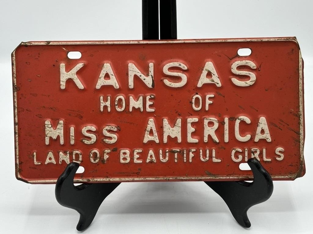 Vintage Kansas Miss America License Plate