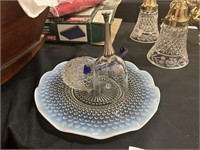 Fenton Hobnail Plate, Ladle, And Glass Bell